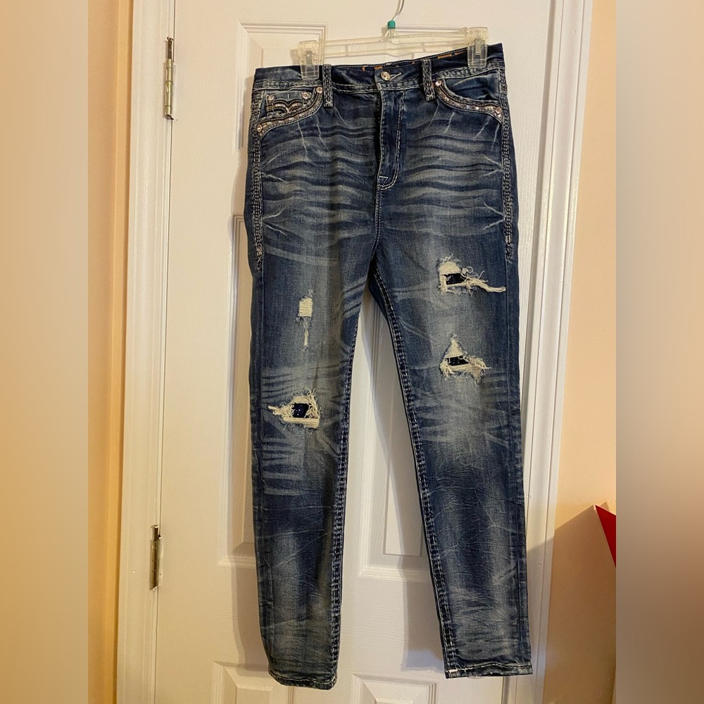 Rock Revival Blue Denim with Sequin Detail size 29